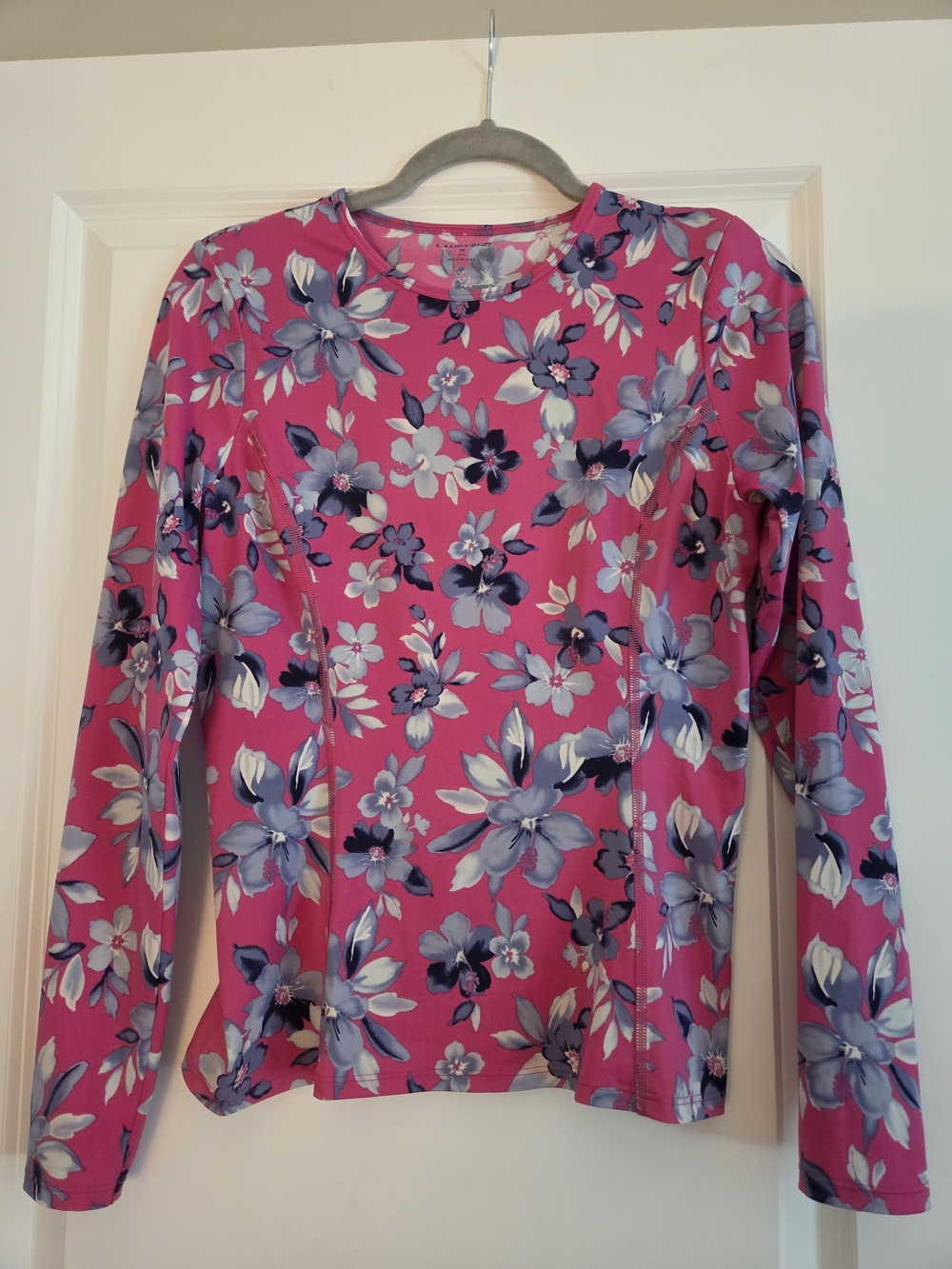 Lands' End Pink and Blue Floral Long Sleeve Top